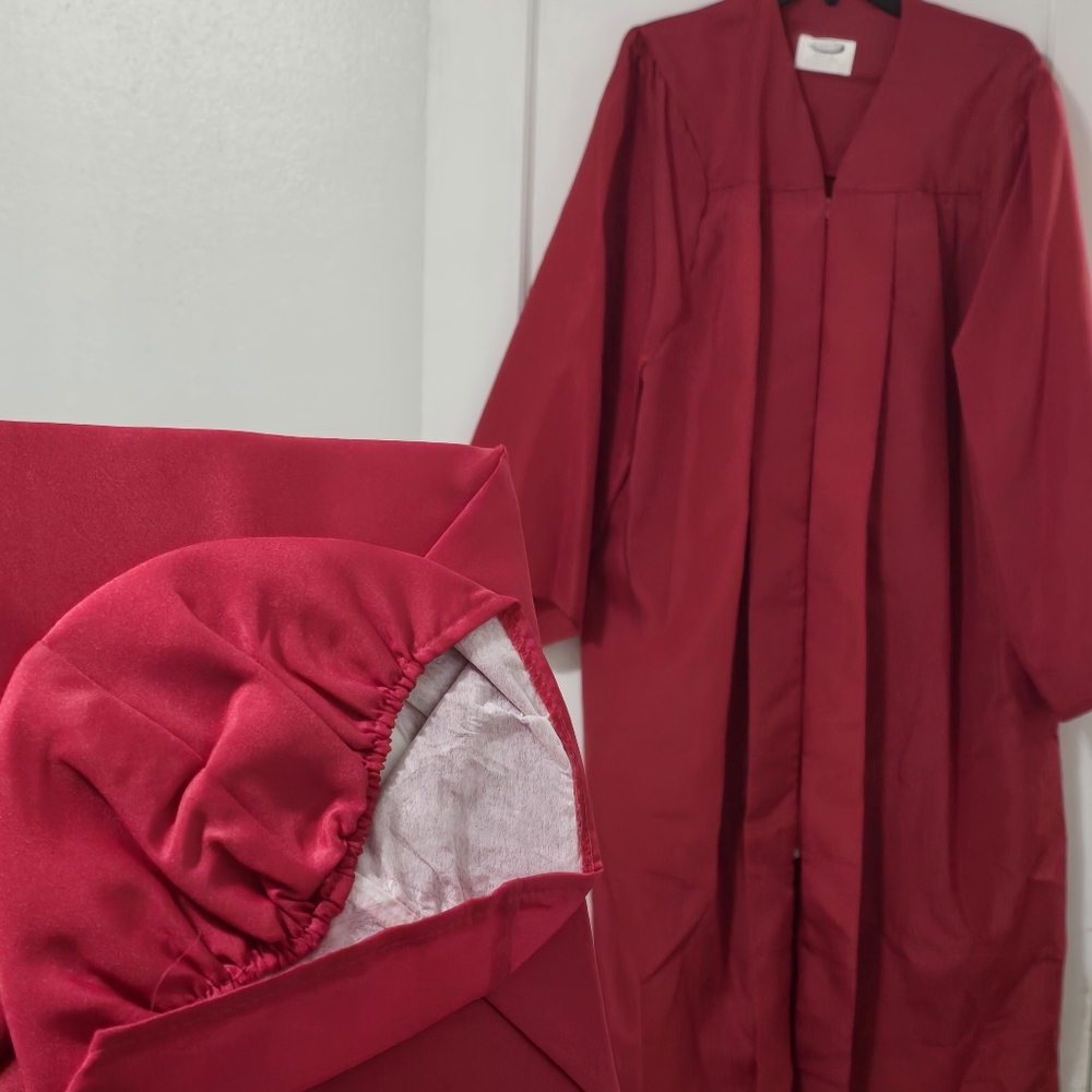 Red Graduation Cap and Gown - Picture 3 of 3